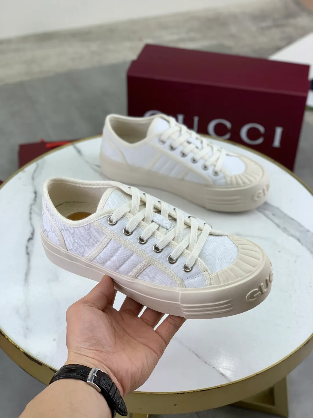 Men's shoes 💰P480 New Gucci thick-soled cloth shoes for women, high-quality version with logo patterned cloth surface, 5mm thick sole, ultra-light shoes, versatile and comfortable.  Fabric: Versatile floral fabric Lining: Versatile canvas Feet: Towel fabric Code number: 35-41 (41 customized) Packaging: Original packaging